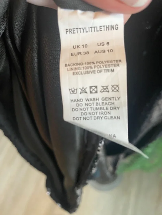 PrettyLittleThing Black Sequin Slip Dress - Picture 5 of 5